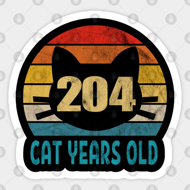 204 Cat Years Old Retro Style 47th Birthday Gift Cat Lovers Sticker by Blink_Imprints10